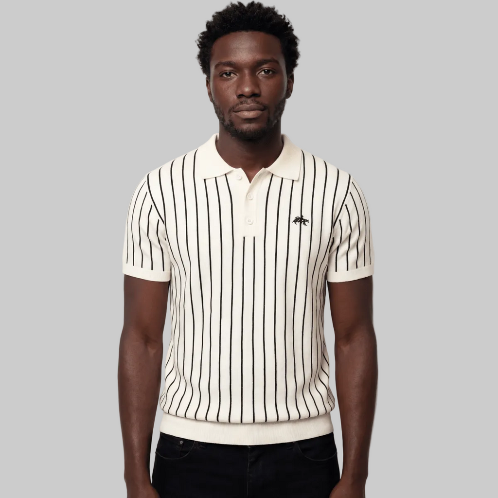Striped Knitted Polo - Inland Grove