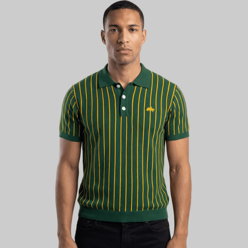 Striped Knitted Polo - Inland Grove